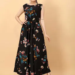 Rhey Floral Printed Boat Neck Belted Maxi Dress-picture-43
