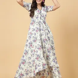 RAASSIO Floral Printed Puff Sleeves Maxi Dress-image-42