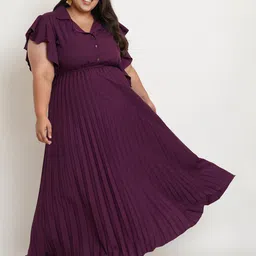 U&F Women Plus Size Purple Crepe Maxi Maxi Dress-picture-46