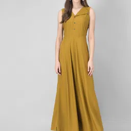 Rudraaksha Creations Spread Collar Crepe Maxi Dress-image-93
