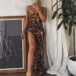 StyleCast Animal Printed One Shoulder Bodycon Maxi Dress-image-6