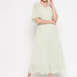 HELLO DESIGN Olive Green Georgette Kaftan Dress-image-39