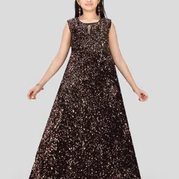 BAESD Girls Sequinned Embellished Round Neck Maxi Dress-image-32