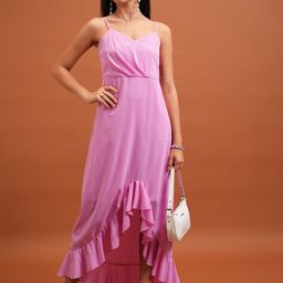 Tokyo Talkies Pink Shoulder Straps Maxi Dress-image-85