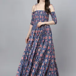 Divena Floral Printed Fit & Flare Cotton Dress-picture-39