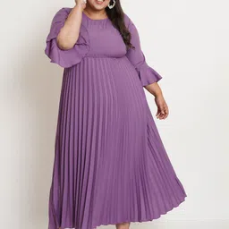 U&F Purple Striped Crepe Maxi Dress-image-80