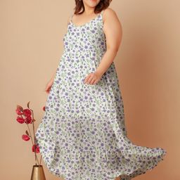 Zink Curve Floral Printed Smocked Tiered Maxi Dress-image-10