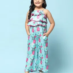 Biba Girls Floral Printed Shoulder Straps Cotton  Jumpsuit-image-60
