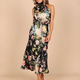 StyleCast Black Floral Printed Halter Neck Maxi Dress-image-90