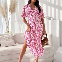 StyleCast Women Abstract Printed Flared Sleeves Wrap Maxi Dress-image-61