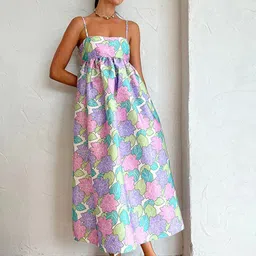 StyleCast x Revolte Floral Print Cotton Empire Maxi Dress-image-37