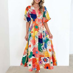 StyleCast x Revolte Women V-Neck Floral Printed Fit and Flare Dress-image-76