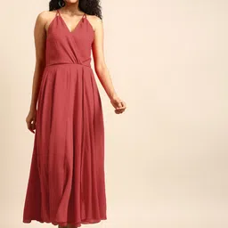 DODO & MOA Shoulder Straps Gathered Crepe Maxi Dress-picture-2
