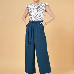 Annabelle by Pantaloons Abstract Printed Flutter Sleeve Basic Jumpsuit-picture-12