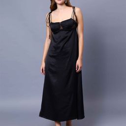 Amagyaa Shoulder Straps Sleeveless Lace-Up Satin Maxi Dress-picture-14