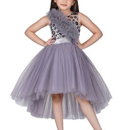 Toy Balloon kids Grey Layered Net Maxi Dress-71