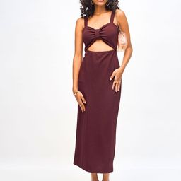 SASSAFRAS Shoulder Strap Waist Cut Out Bodycon Midi Dress-image-103