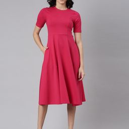 TWIN BIRDS Cotton Knitted Midi Fit & Flare Midi Dress-image-31