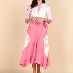 Maaesa Tie & Dye Fit & Flare Midi Dress-image-62