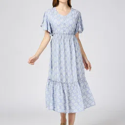 MeeMee Floral Print Bell Sleeve Maternity Fit & Flare Midi Dress-image-45