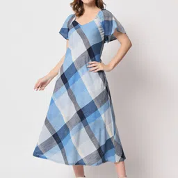 Lake Peace Checked Fit & Flare Midi Dress-38