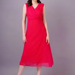JC4U Women V-Neck Fit & Flare Midi Dress-image-81