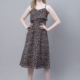 MINI & MING Animal Print Georgette Fit & Flare Midi Dress-picture-39