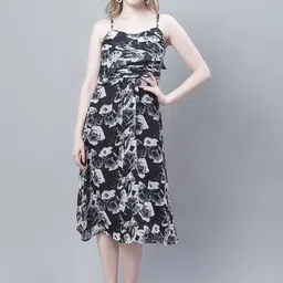 MINI & MING Floral Print Georgette Fit & Flare Midi Dress-picture-50