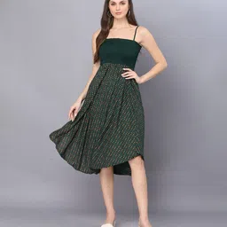 KALINI Ethnic Motifs Print Smocked Fit & Flare Midi Dress-image-73