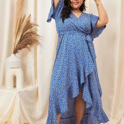 Berrylush Curve Floral Printed Wrap Dress-image-62