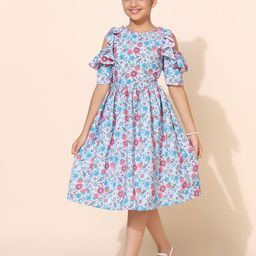 BAESD Floral Print Ruffled Crepe Fit & Flare Midi Dress-picture-25