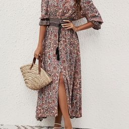 StyleCast Brown Animal Print Cotton Fit & Flare Midi Dress-image-63