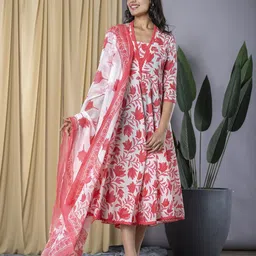 Jaitpuriya Women Floral Printed Fit & Flare Midi Dress-image-61