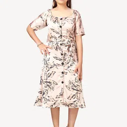 BAESD Girls Floral Printed Silk A-Line Midi Dress-picture-52