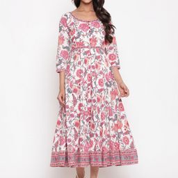 SAVI Floral Printed Fit & Flare Midi Dress-image-14