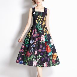JC Collection Floral Print Square Neck Fit & Flare Midi Dress-image-62