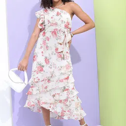 Tokyo Talkies Floral Printed One Shoulder Midi Dress-image-20
