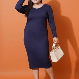 U&F Beyond Plus Size Round Neck Scuba Bodycon Midi Dress-picture-18