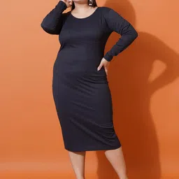 U&F Beyond Plus Size Round Neck Scuba Bodycon Midi Dress-picture-16