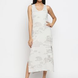 effy Grey Printed Cotton Maxi Nightdress-image-55