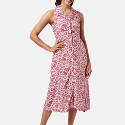 AKKRITI BY PANTALOONS Floral Printed Shirt Midi Dress-image-32