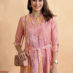 Anouk Print Jacquard Mandarin Collar A-Line Midi Dress-picture-9