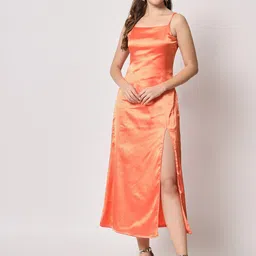 D 'VESH Shoulder Straps Satin Midi Dress-image-58