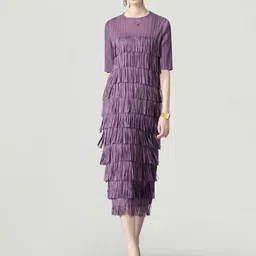 JC Collection Self Design Fringed Sheath Midi Dress-image-48