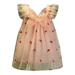 StyleCast Orange Girls Self Design V-Neck Pleated A-Line Midi Dress-image-10