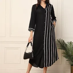 DEEBACO Striped A-Line Midi Dress-image-44