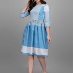 Kinjo Blue & White Midi Dress-image-54