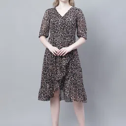 MINI & MING Animal Print Georgette Midi Dress-picture-30