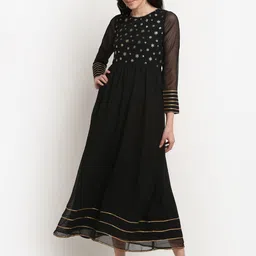 La Zoire Black Georgette Midi Dress-image-87