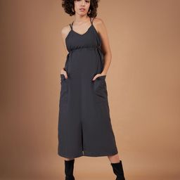 SASSAFRAS Grey Shoulder Straps A-Line Parachute Dress-image-26